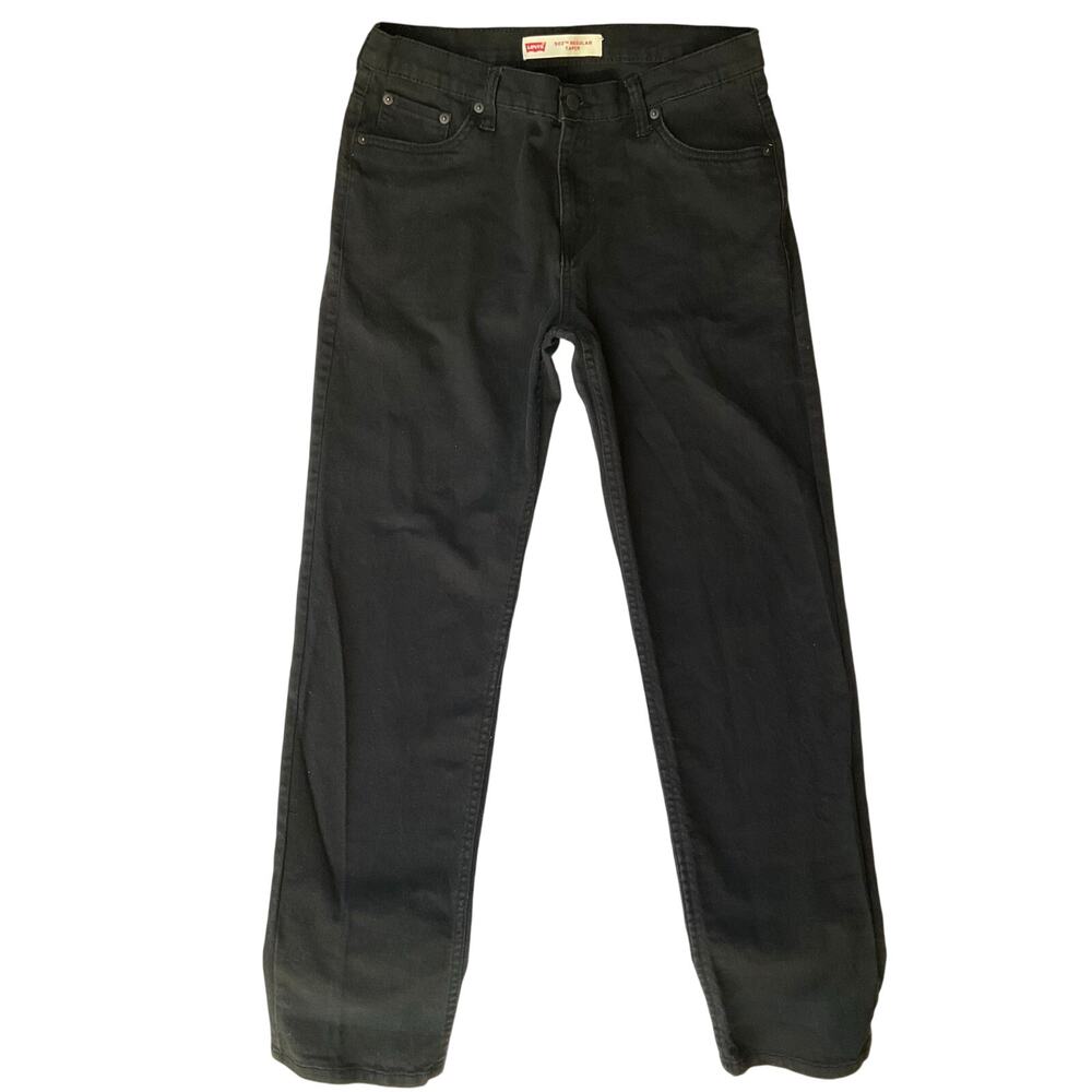 Levi’s 502 Regular Taper Boy’s Denim Straight Jeans Size 16 Husky W34xL28, Black